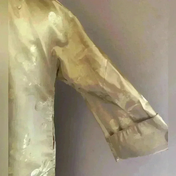 VTG  GOLD YELLOW CHINESE BROCADE JACKET COAT EVENING COAT SMALL - Picture 6 of 10